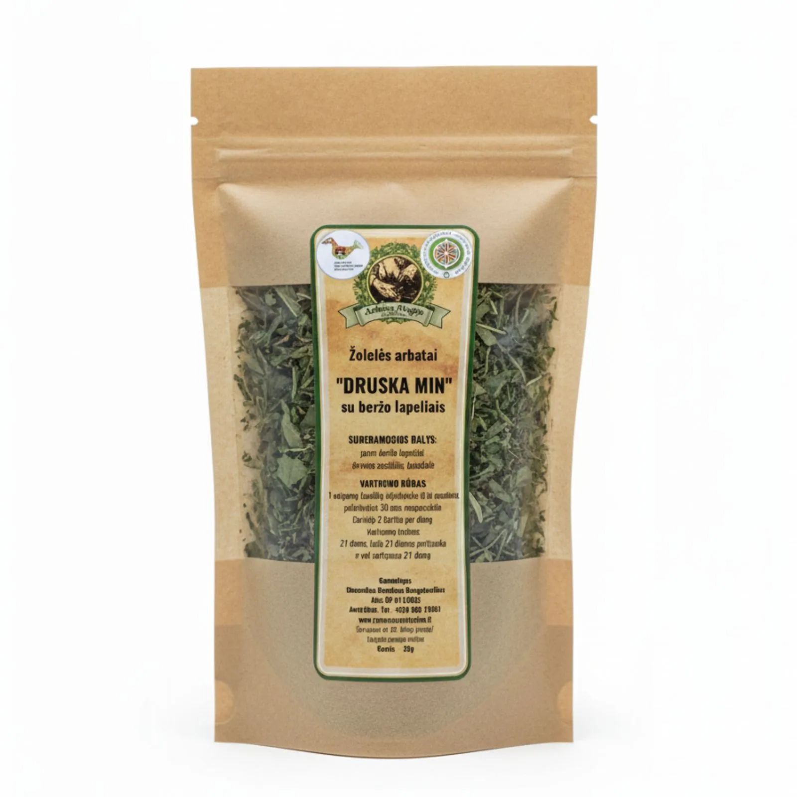 Arbata su beržo lapeliais Druska Min, natūrali žolelių arbata ARBATOS MAGIJA.