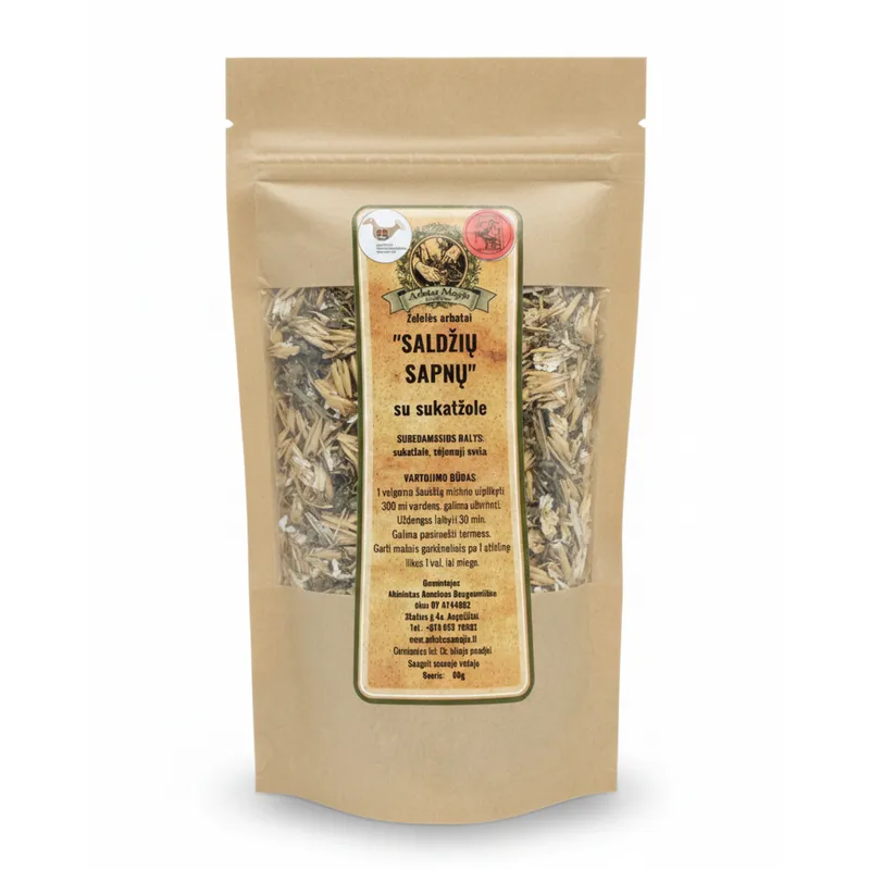 Natūrali arbata su sukatžole „Saldžių sapnų“ iš ARBATOS MAGIJA.