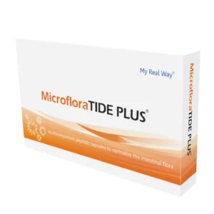 Maisto papildas MicrofloraTide Plus kapsulės su peptidais žarnyno mikroflorai stiprinti.