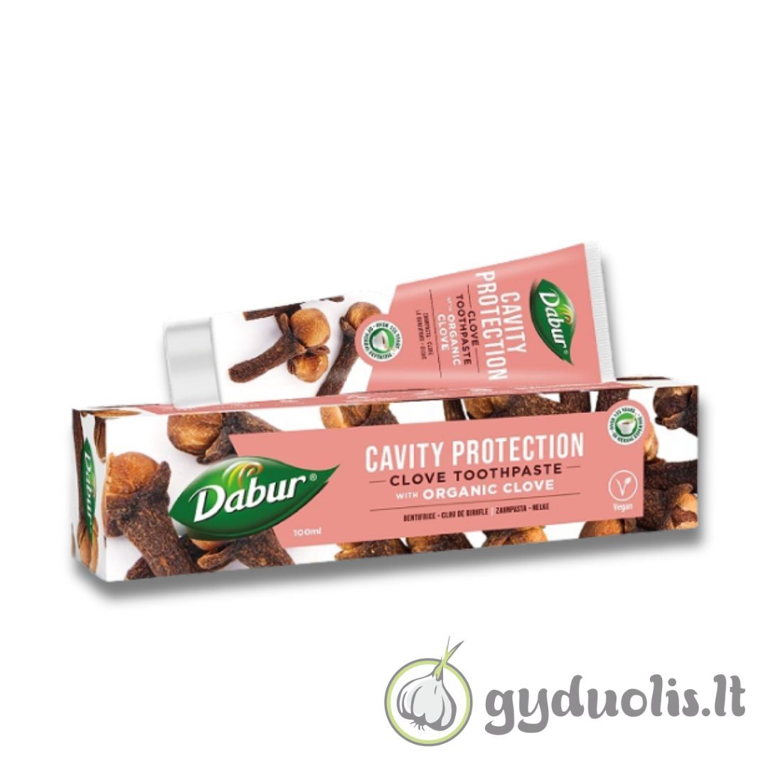 Vaistažolinė dantų pasta su gvazdikėlių ekstraktu „Clove“, be fluoro, DABUR, 100 ml