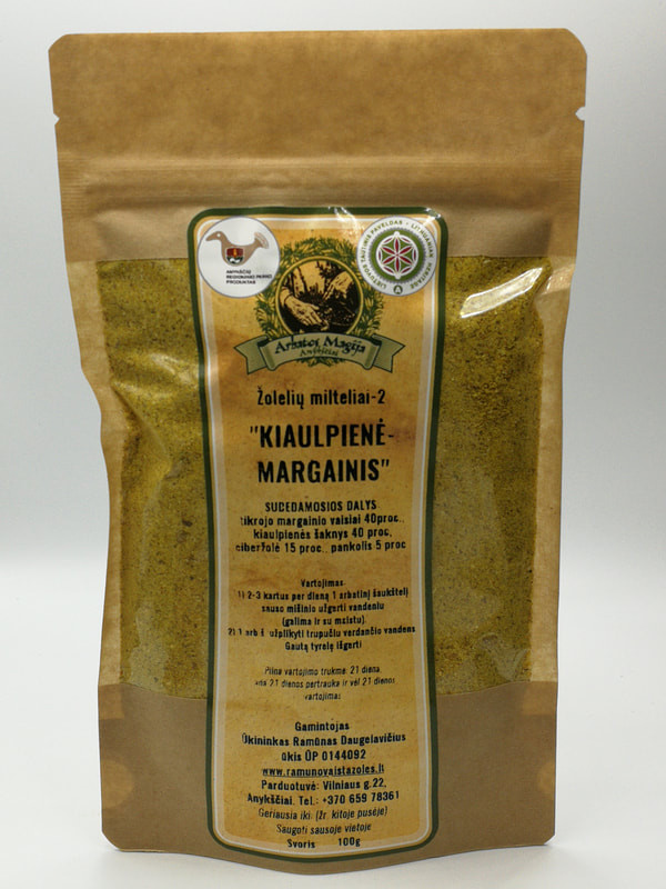 Žolelių milteliai „Kiaulpienė-margainis“, ARBATOS MAGIJA, 100 g