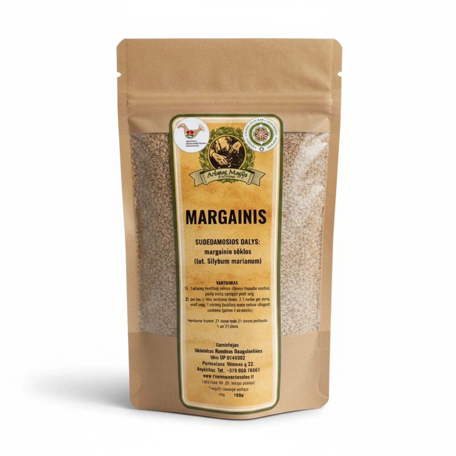 Margainio maltos sėklos arbata Arbatos Magija 100 g pakuotėje.