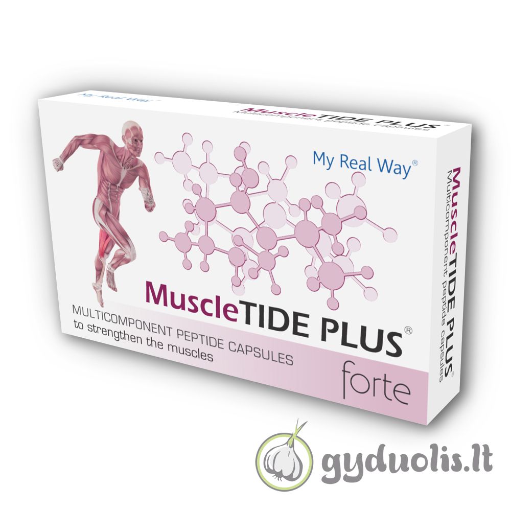 Maisto papildas MuscleTide Plus Forte kapsulės raumenims stiprinti.