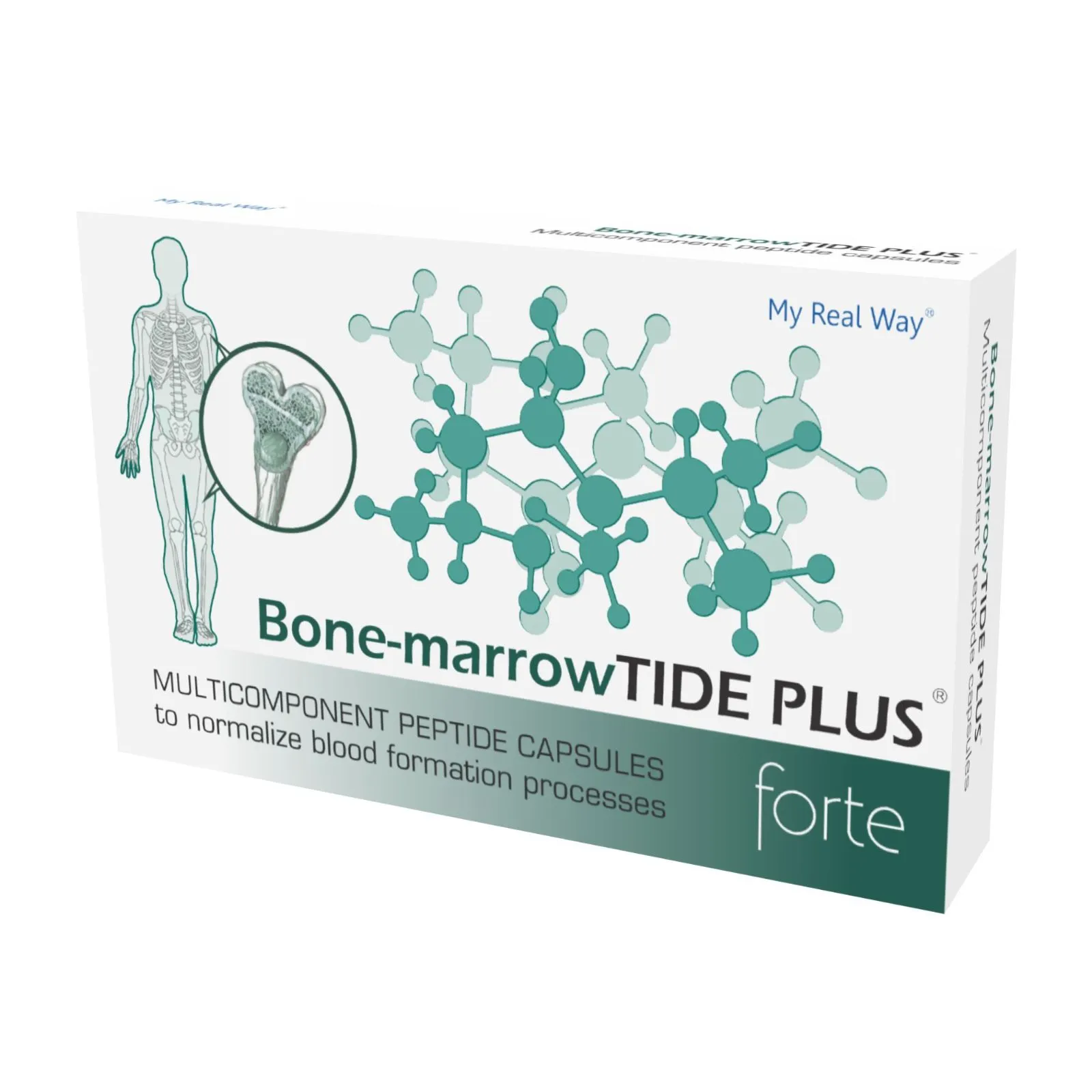 Maisto papildas su peptidais Bone-marrowTide Plus Forte kapsulės stipriems kaulams.