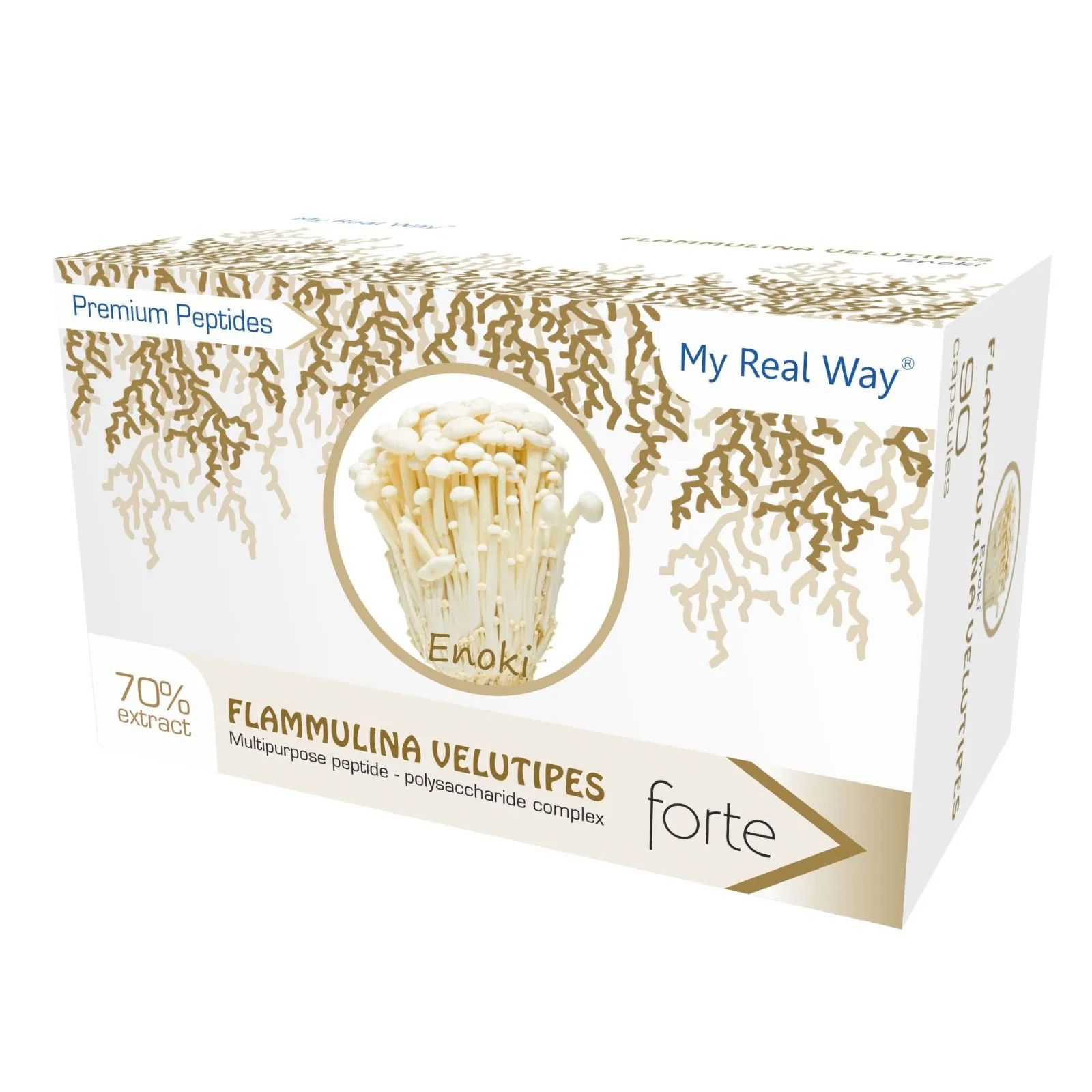 Maisto papildas su enoki grybais ir peptidais imunitetui stiprinti.