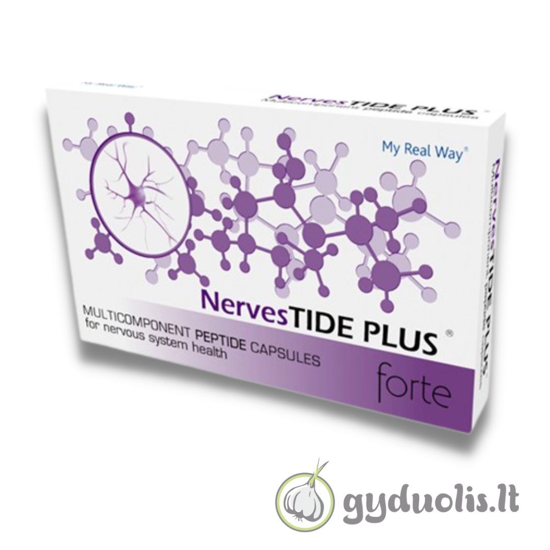Maisto papildas su peptidais „NervesTide Plus Forte“, MY REAL WAY, 30 kaps.