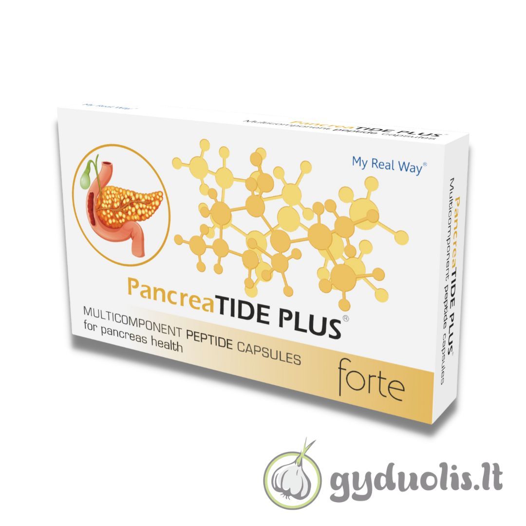Maisto papildas su peptidais „PancreaTide Plus Forte“, MY REAL WAY, 30 kaps.