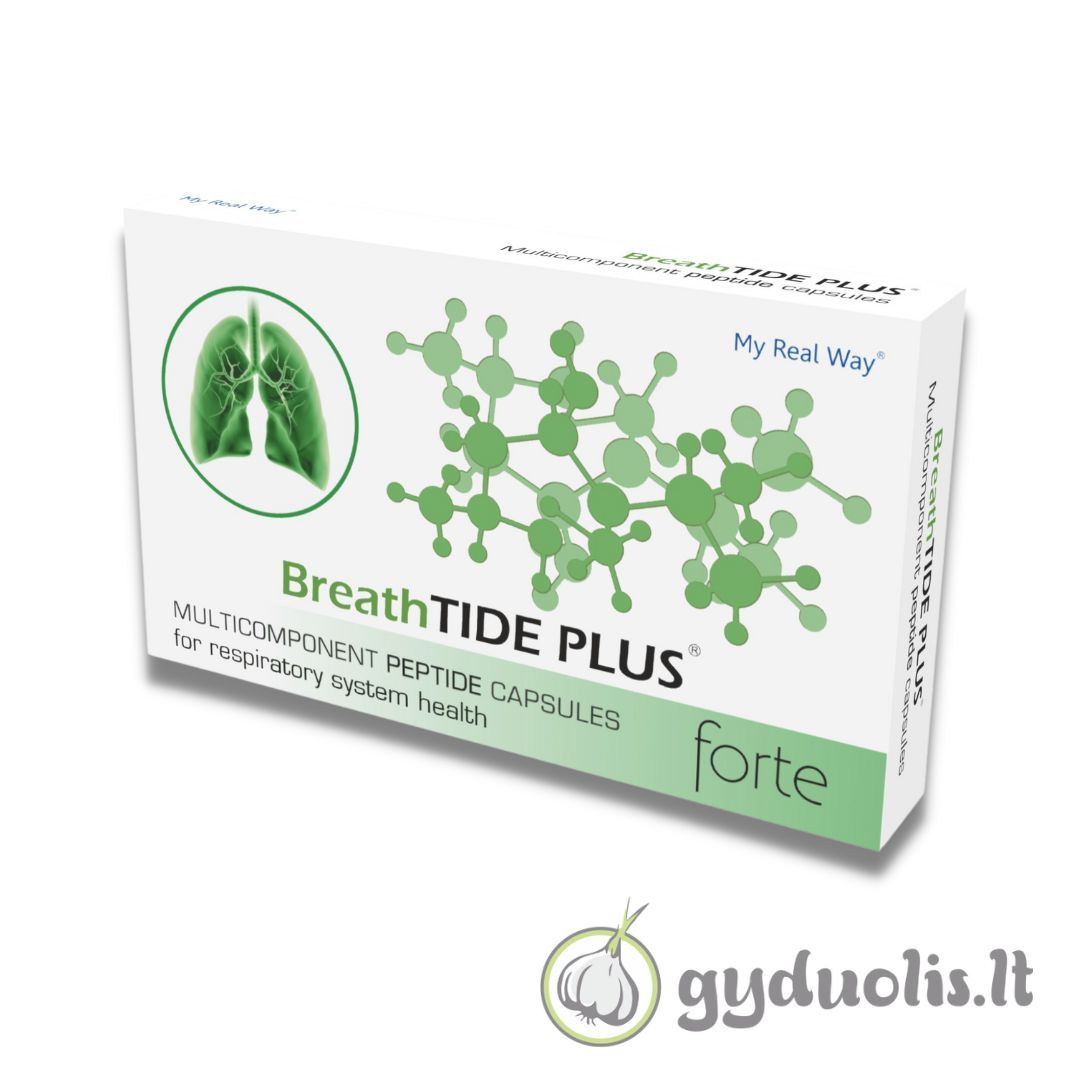 Maisto papildas su peptidais „BreathTide Plus Forte“, MY REAL WAY, 30 kaps.