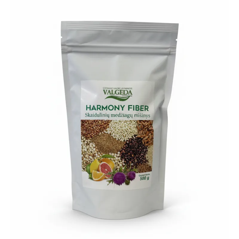 Skaidulinių medžiagų mišinys Harmony Fiber Valgeda 500 g pakuotė sveikai mitybai.