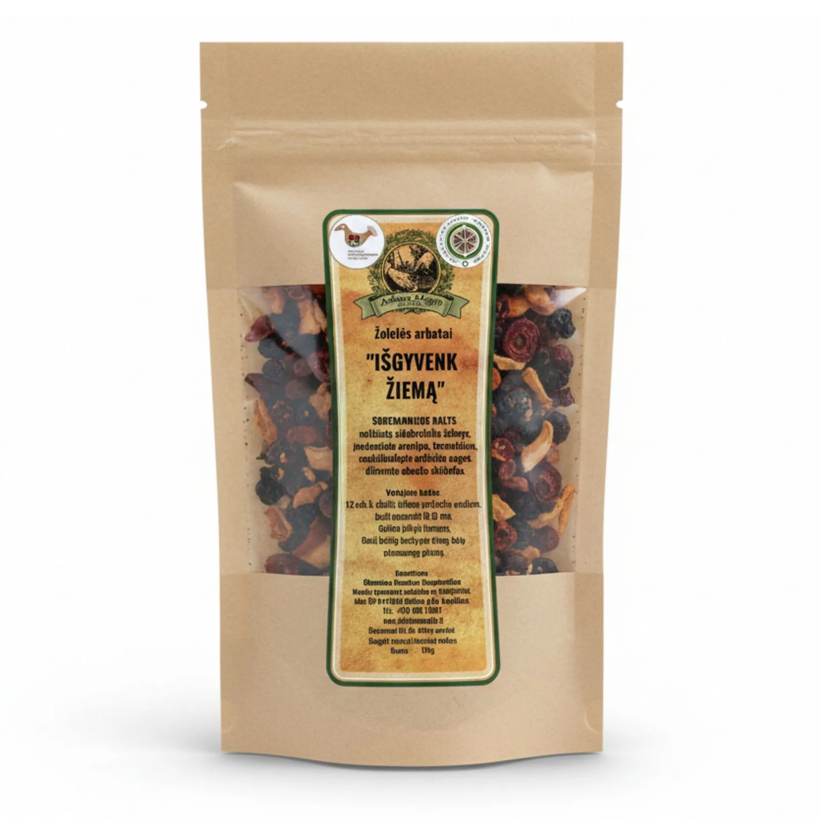 Aromatinga žiemos arbata Arbatos Magija 120 g pakuotėje.