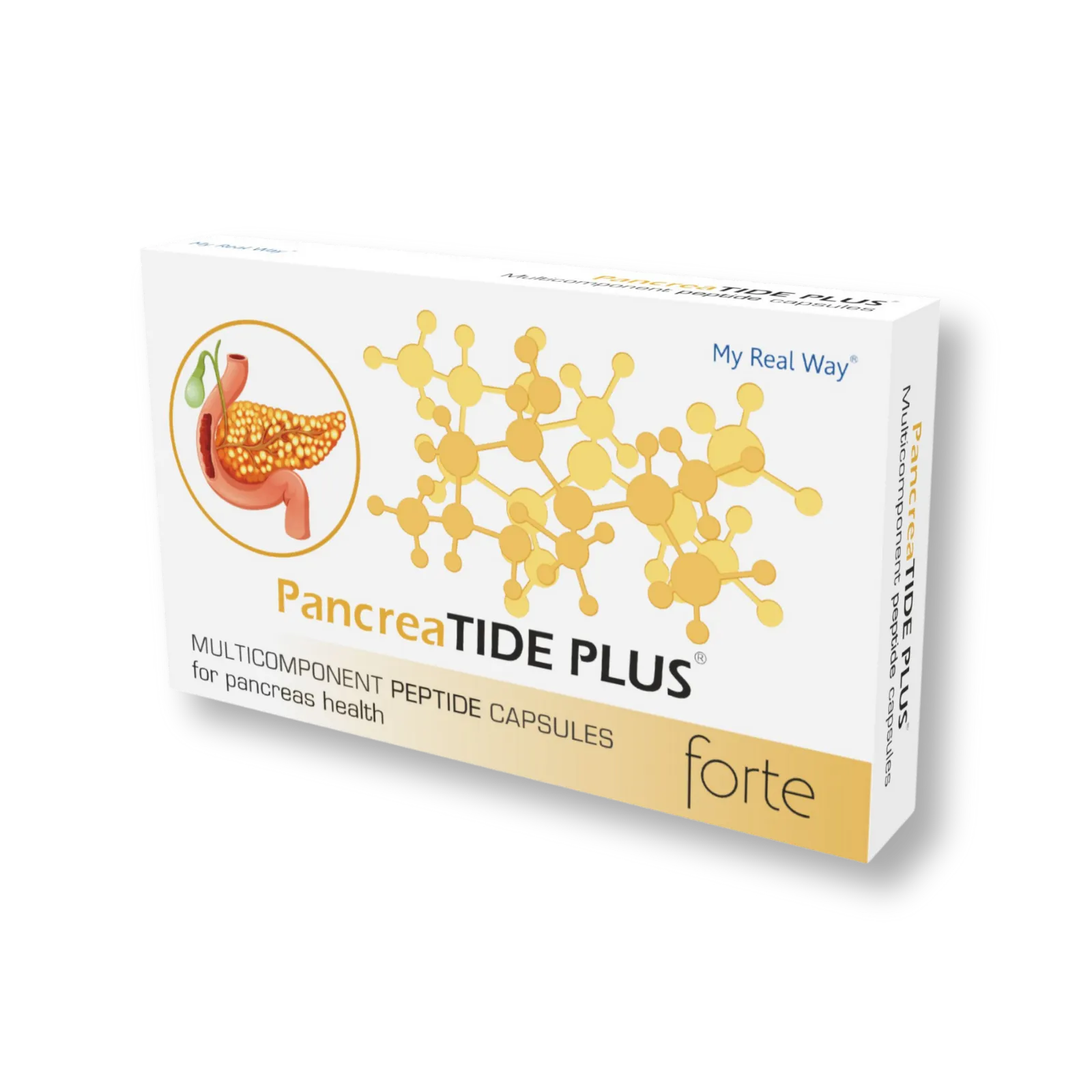 Maisto papildas su peptidais PancreaTide Plus Forte kapsulės MY REAL WAY.