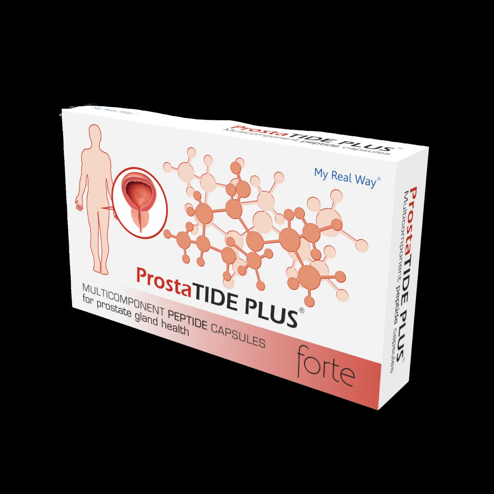 Maisto papildas vyrams ProstaTide Plus Forte peptidų kompleksas kapsulėse.