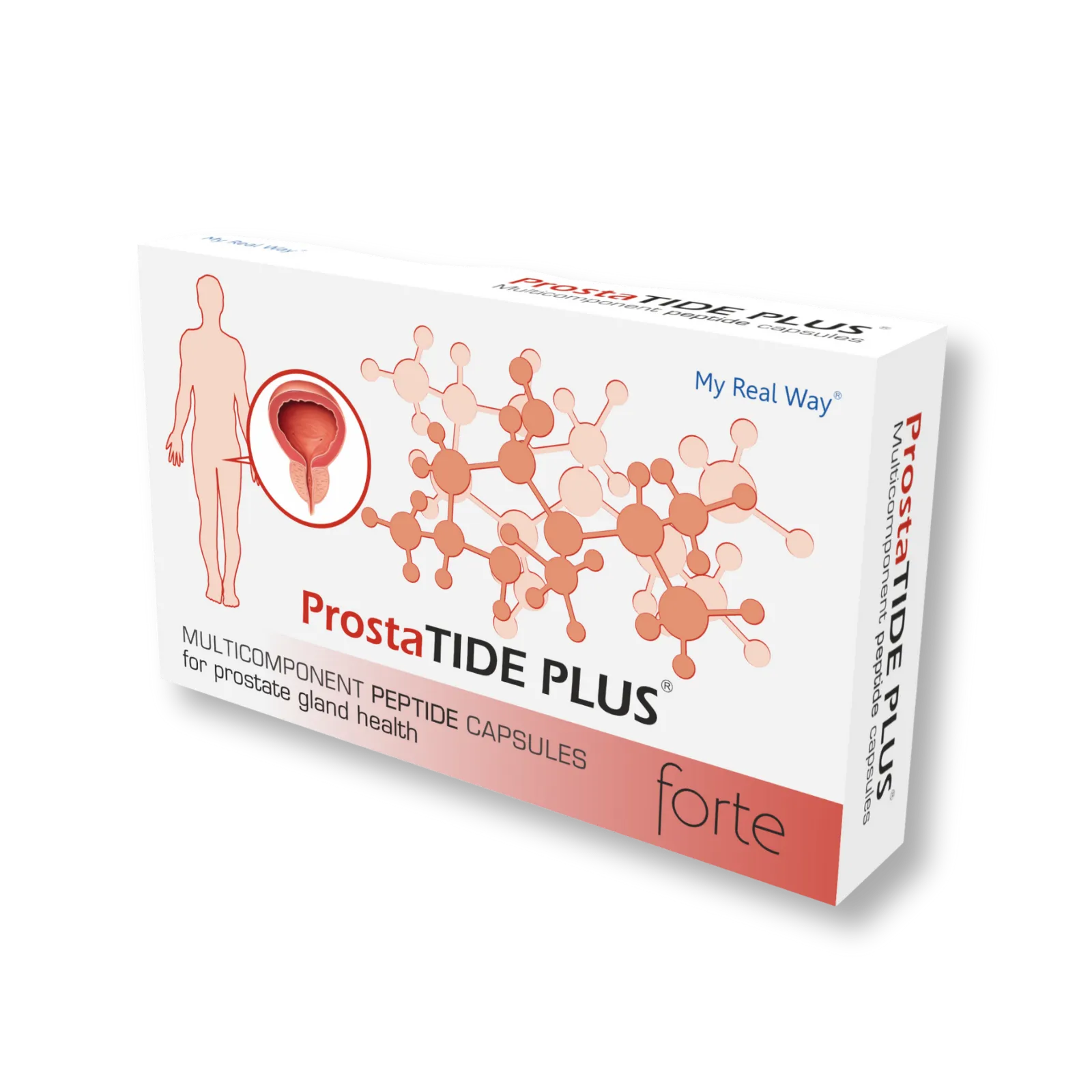 Maisto papildas vyrams ProstaTide Plus Forte peptidų kompleksas kapsulėse.