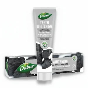Vaistažolinė dantų pasta su aktyvinta anglimi, pipirais ir imbieru „Charcoal“, be fluoro, DABUR, 100 ml