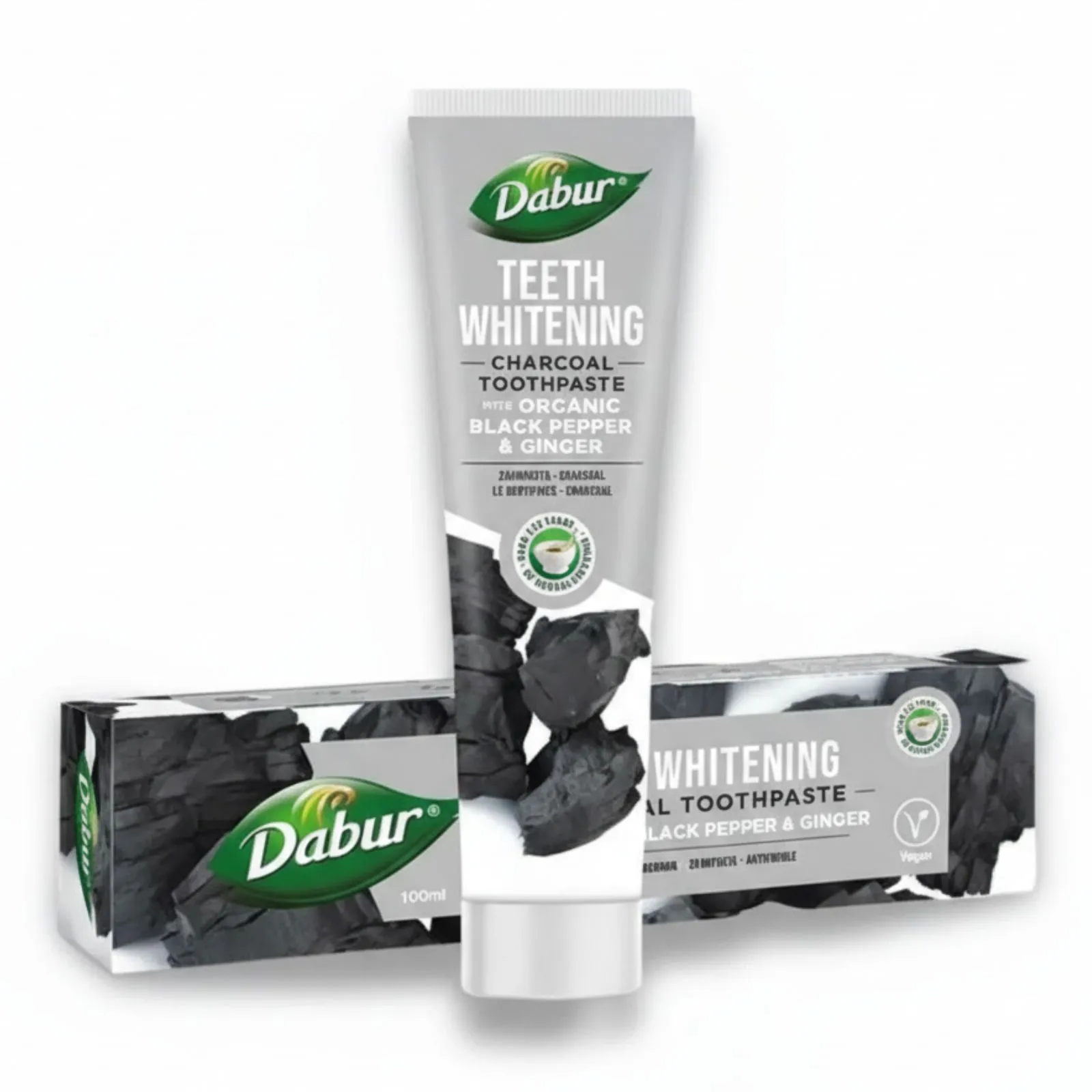 Balinanti vaistažolinė dantų pasta su aktyvinta anglimi, imbieru ir pipirais DABUR.