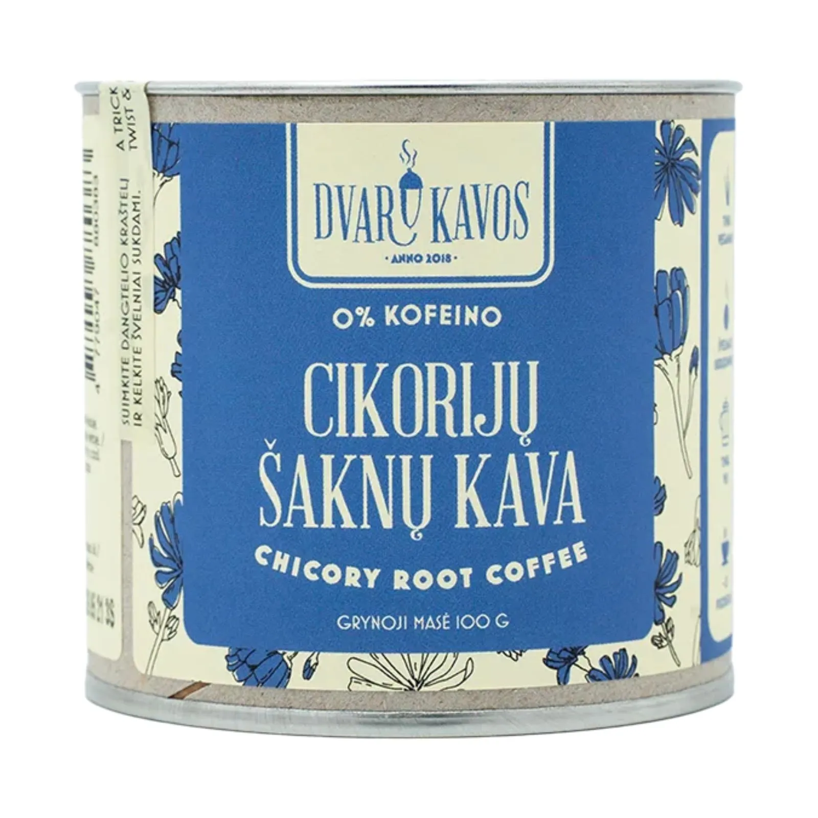 Cikorijų šaknų kava Dvaro Kavos 100 g pakuotė natūraliam kavos skoniui.