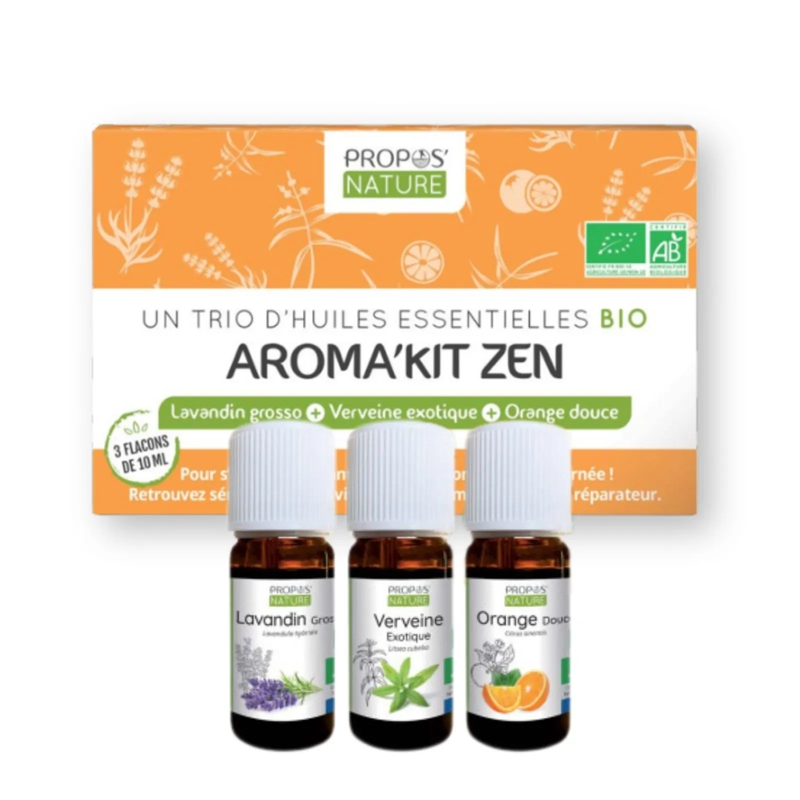 Eterinių aliejų rinkinys streso mažinimui ir geram miegui AROMA’KIT ZEN.