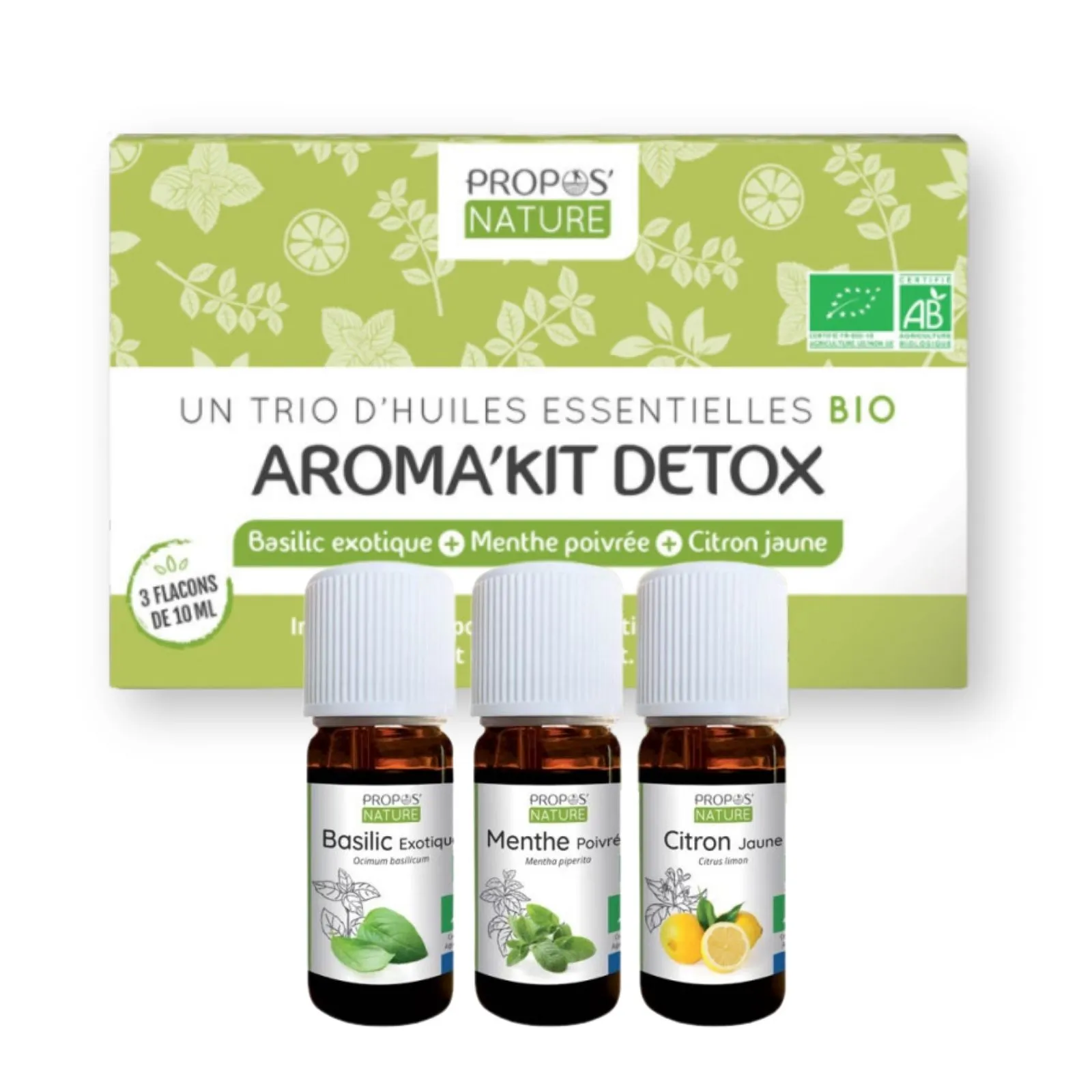 Eterinių aliejų rinkinys virškinimui, detoksikacijai ir gerai savijautai AROMA’KIT DETOX.