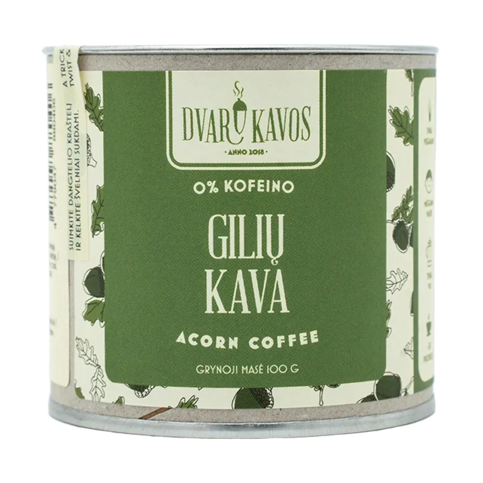 Gilių kava Dvaro Kavos 100 g pakuotė natūraliems kavos mėgėjams.