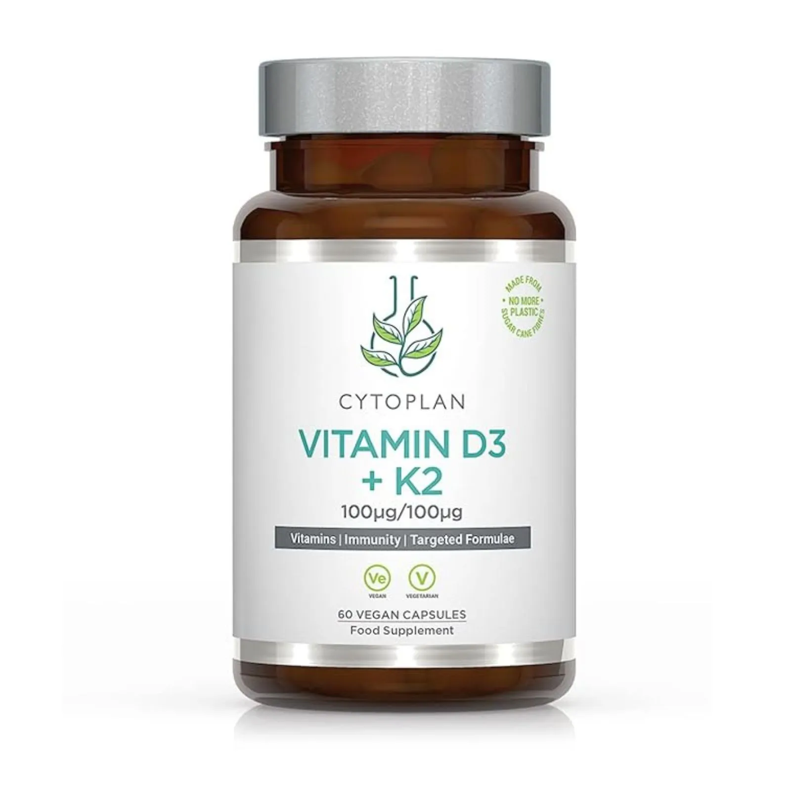 Vitaminas D3 ir K2 kapsulės imunitetui bei kaulų stiprinimui.