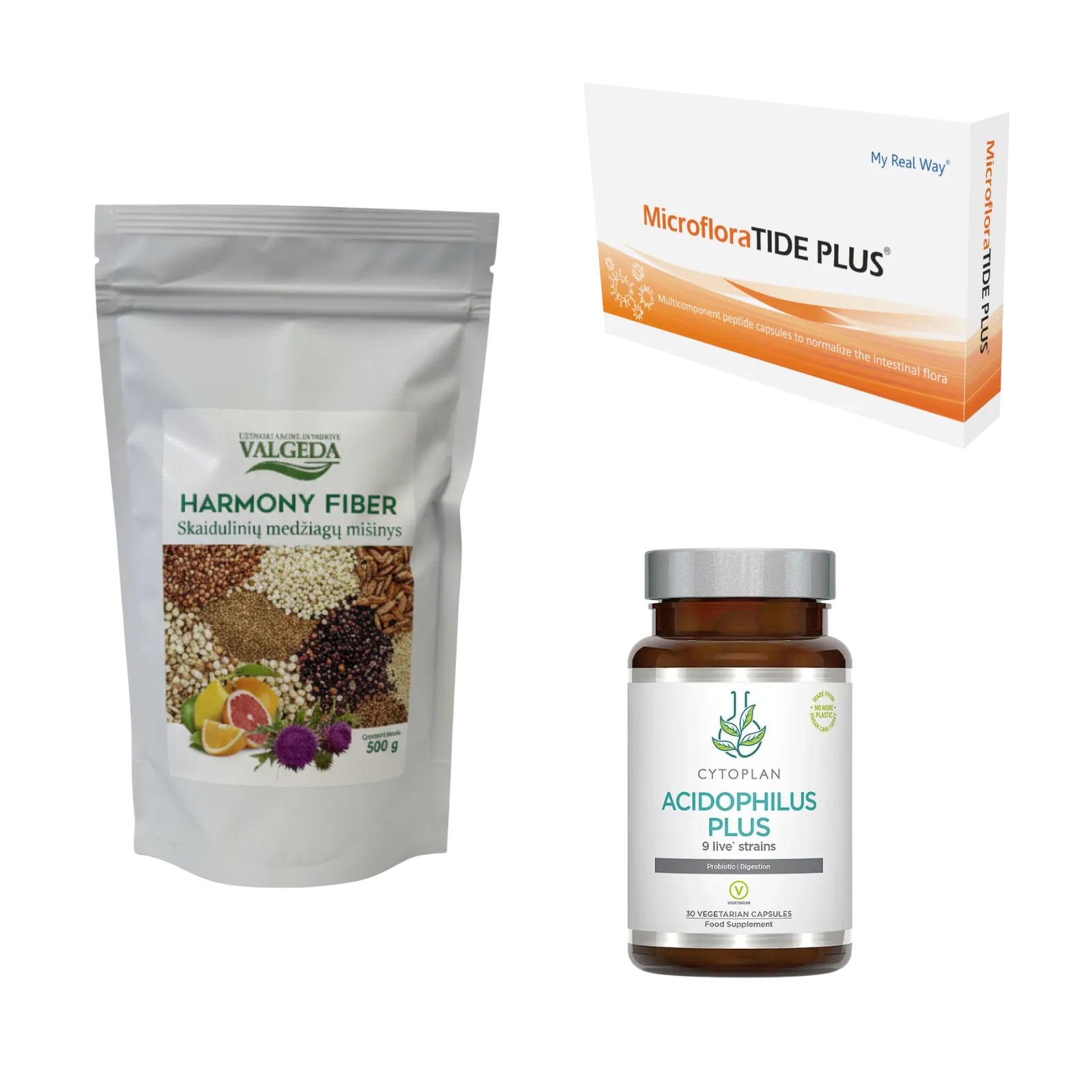 Žarnyno atstatymo rinkinys gerai virškinimui ir sveikai žarnyno mikroflorai.